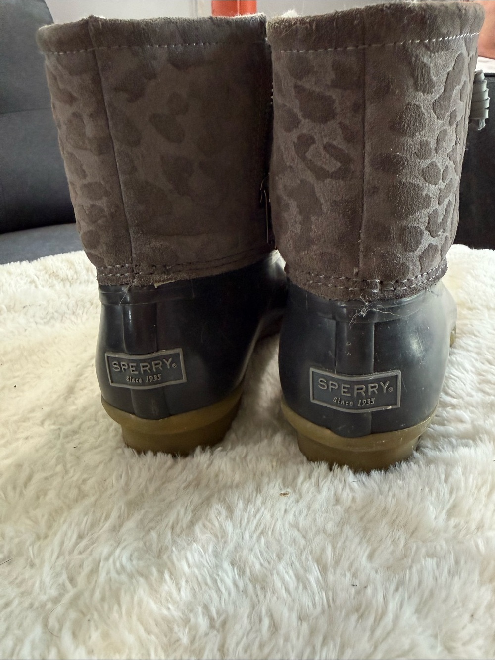 Sperry Brown Suede & Black Rubber Duck Boots